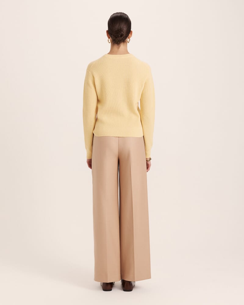 Nora Wool Cashmere Crew Knit in DAFFODIL