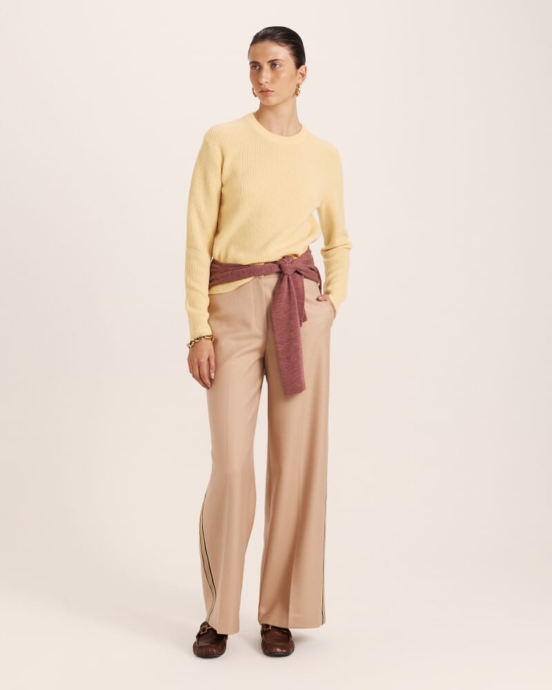 Nora Wool Cashmere Crew Knit in DAFFODIL