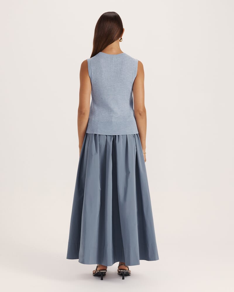 Franka Merino Wool Ribbed Tank in CHAMBRAY