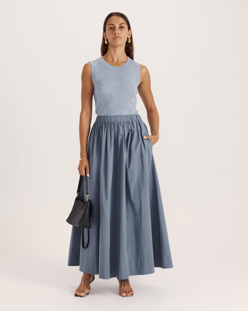 Franka Merino Wool Ribbed Tank in CHAMBRAY