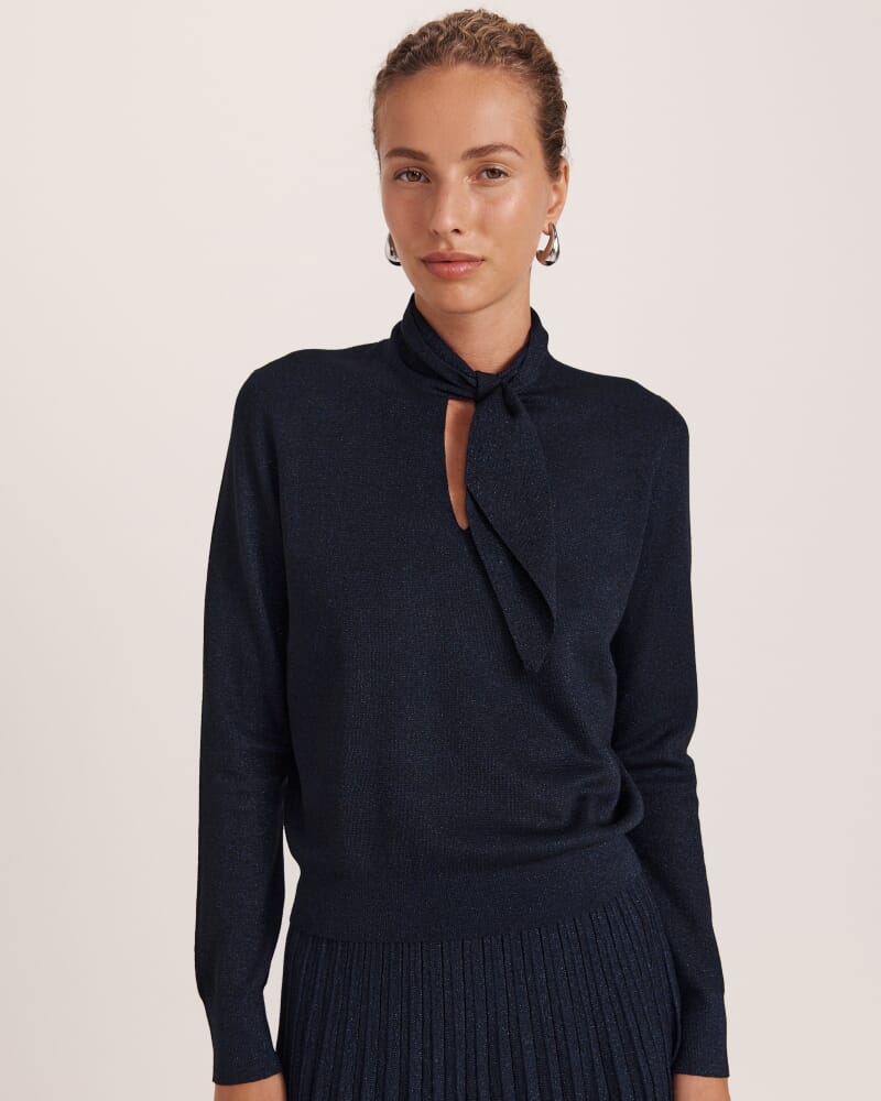 Mariya Long Sleeve Sparkling Knit in MIDNIGHT