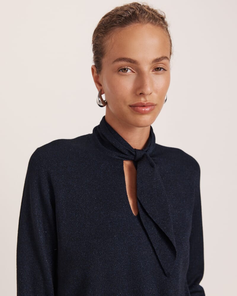 Mariya Long Sleeve Sparkling Knit in MIDNIGHT