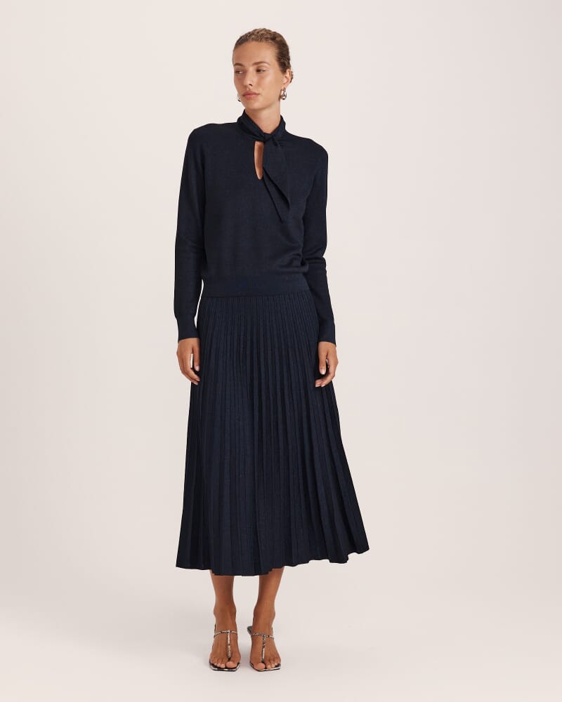 Mariya Long Sleeve Sparkling Knit in MIDNIGHT