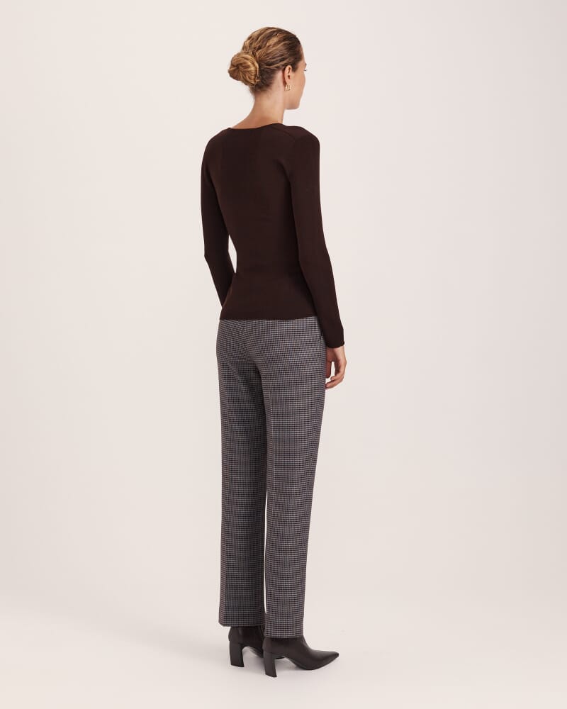 Janet Merino Wool Scoop Neck Knit in CAROB