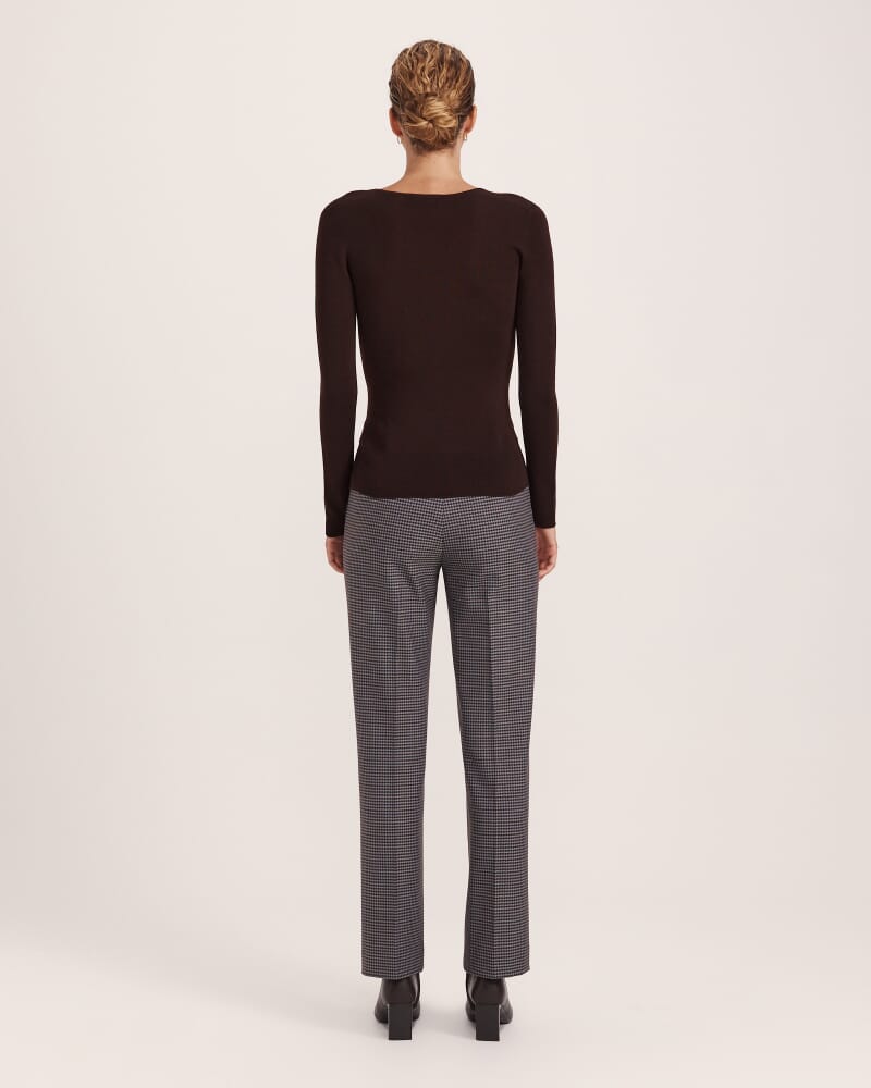 Janet Merino Wool Scoop Neck Knit in CAROB