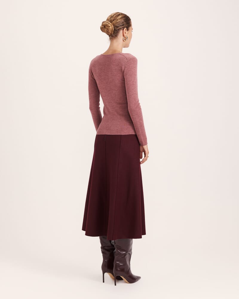 Janet Merino Wool Scoop Neck Knit in PINK MELANGE