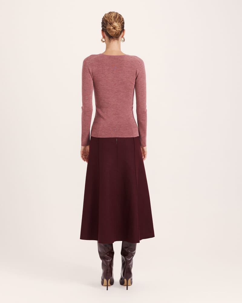 Janet Merino Wool Scoop Neck Knit in PINK MELANGE