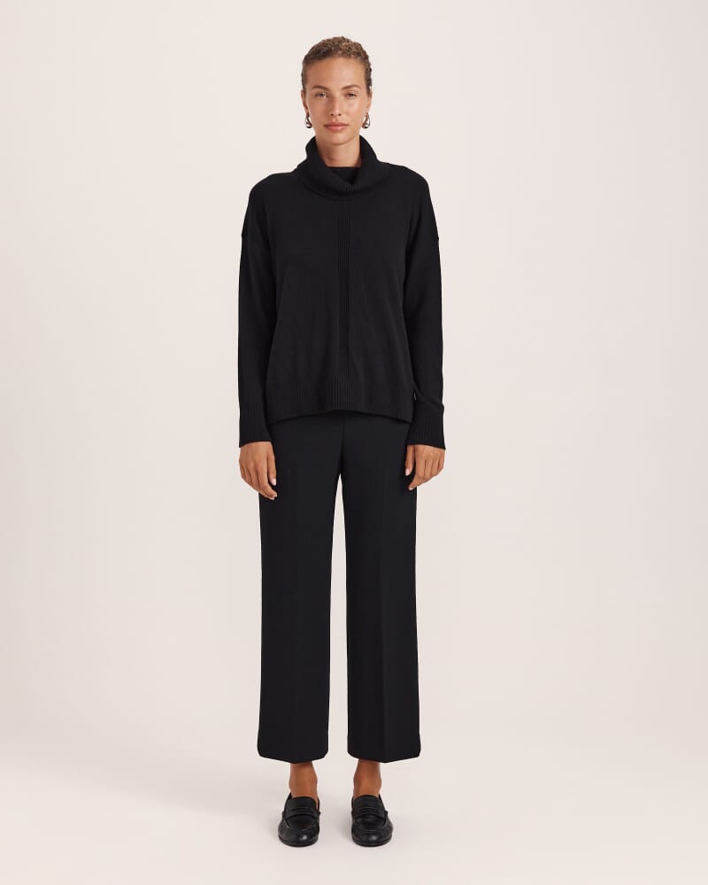 Claudia Wool Roll Neck Knit in BLACK