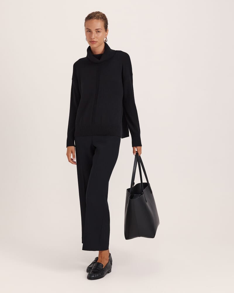 Claudia Wool Roll Neck Knit in BLACK