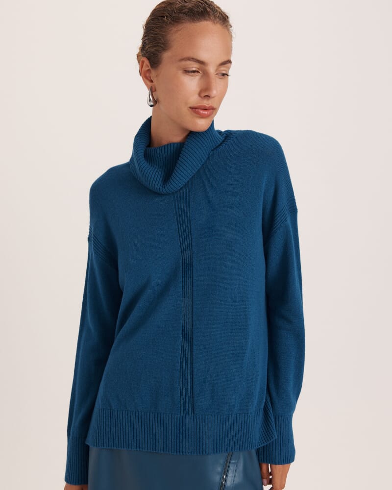Claudia Wool Roll Neck Knit in PEACOCK