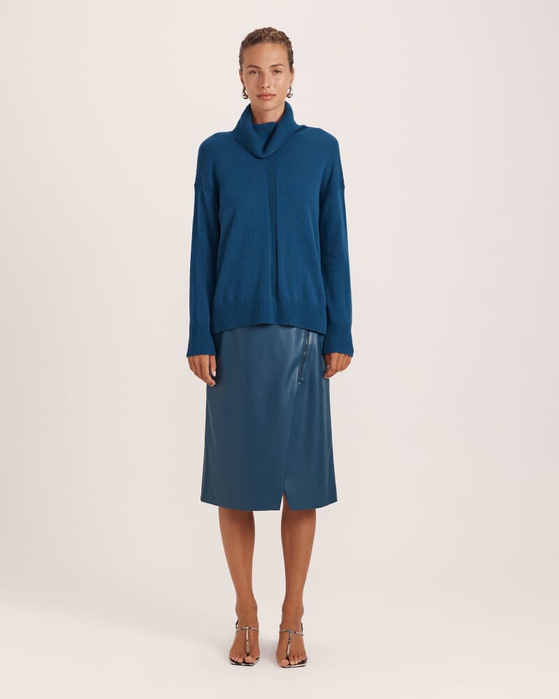 Claudia Wool Roll Neck Knit in PEACOCK