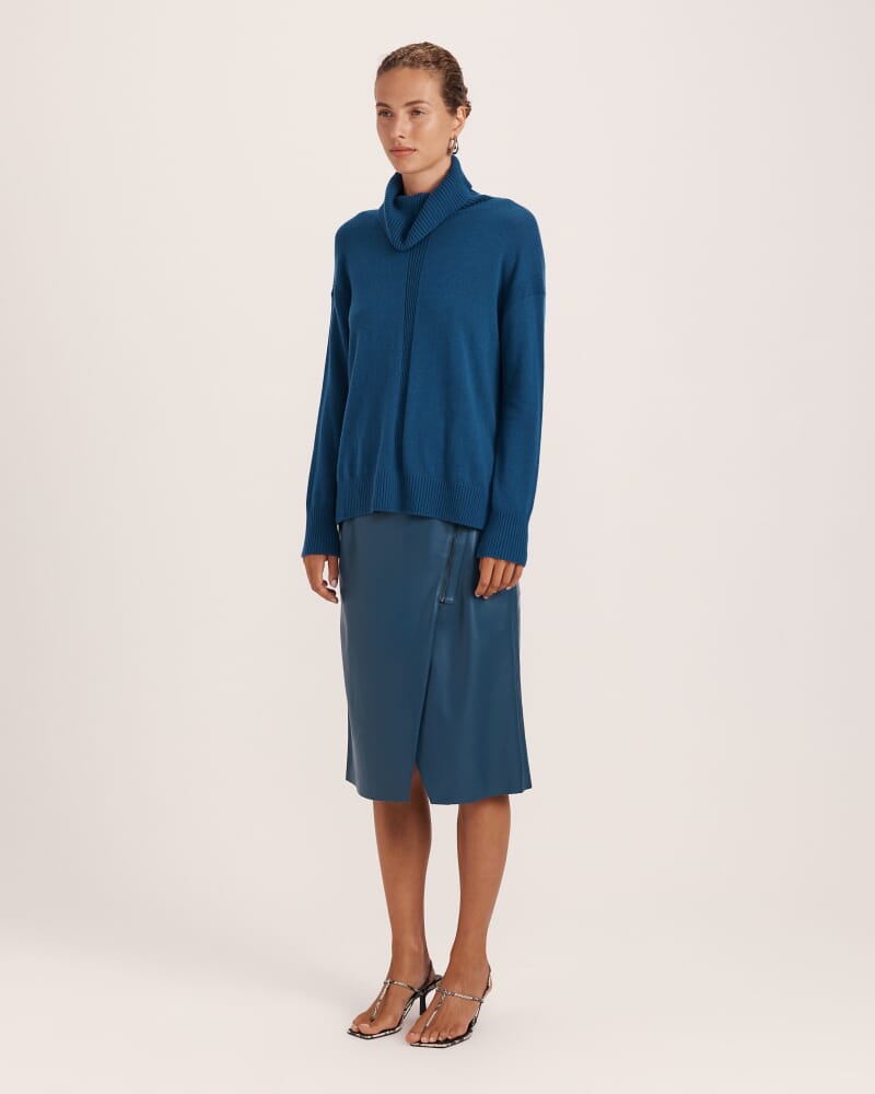 Claudia Wool Roll Neck Knit in PEACOCK