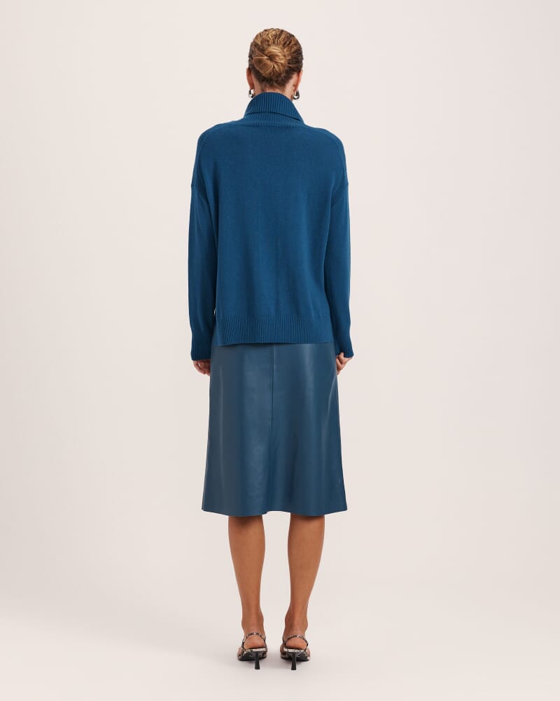 Claudia Wool Roll Neck Knit in PEACOCK