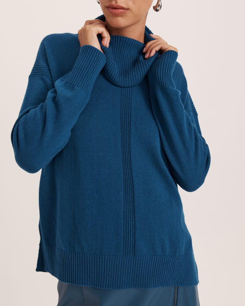 Claudia Wool Roll Neck Knit in PEACOCK