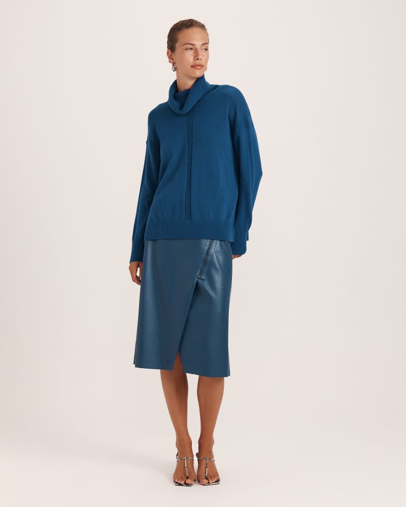 Claudia Wool Roll Neck Knit in PEACOCK