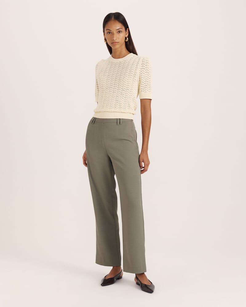 Prue Cotton Crochet Knit Top in BUTTER