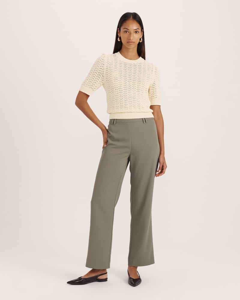 Prue Cotton Crochet Knit Top in BUTTER