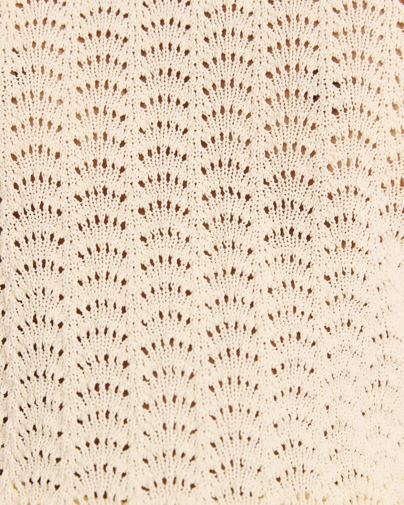 Prue Cotton Crochet Knit Top in BUTTER