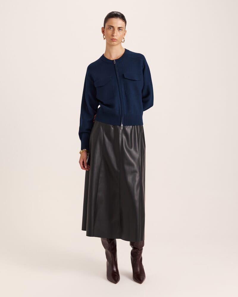 Amaya Boiled Wool Bomber in ROYAL BLUE