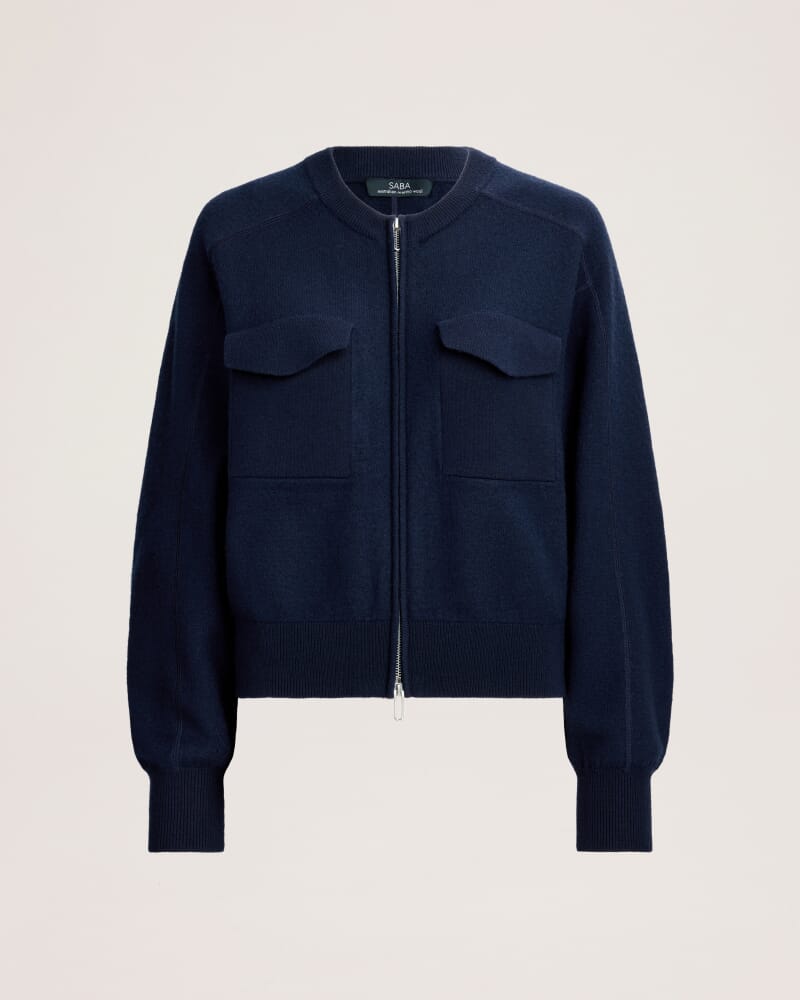 Amaya Boiled Wool Bomber in ROYAL BLUE
