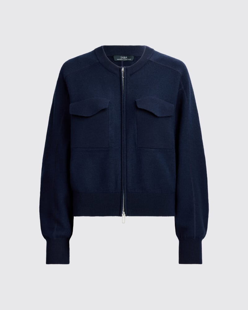 Amaya Boiled Wool Bomber in ROYAL BLUE