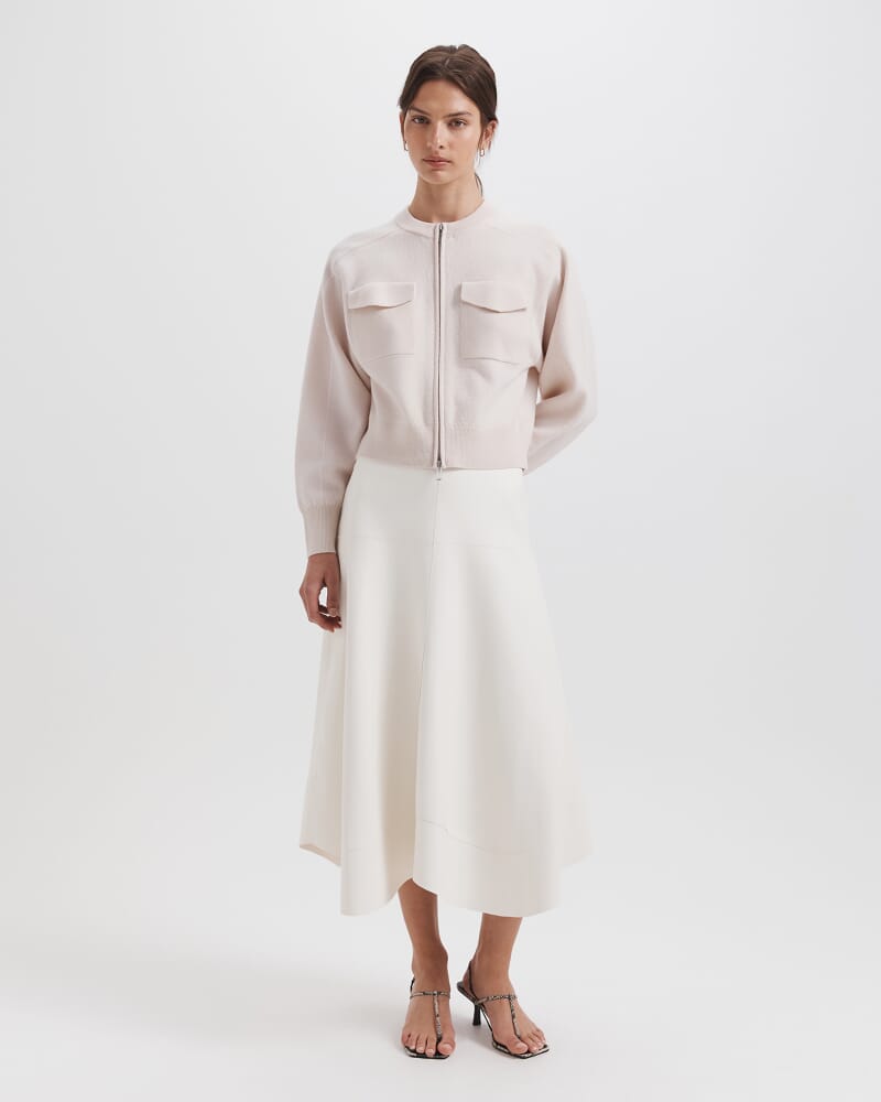 Amaya Boiled Wool Bomber in SOFT STONE