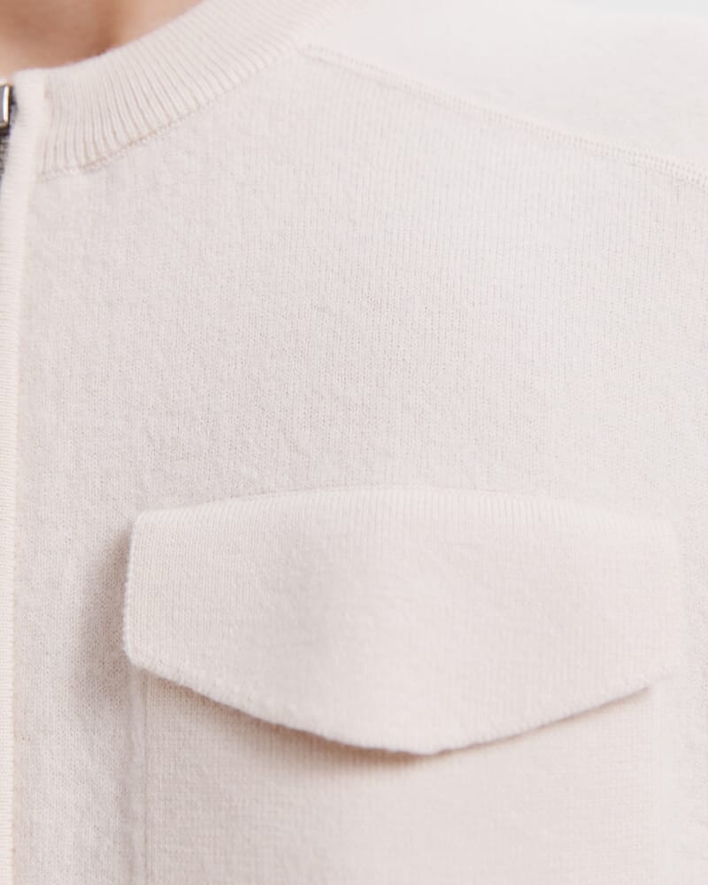 Amaya Boiled Wool Bomber in SOFT STONE