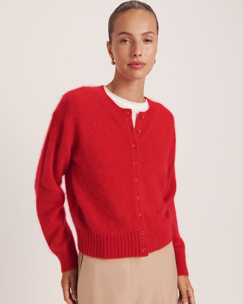 Wynter Wool Cashmere Cardigan in CRIMSON