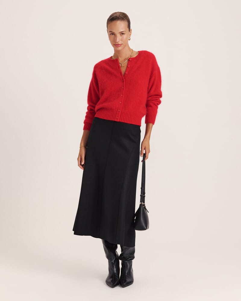 Wynter Wool Cashmere Cardigan in CRIMSON
