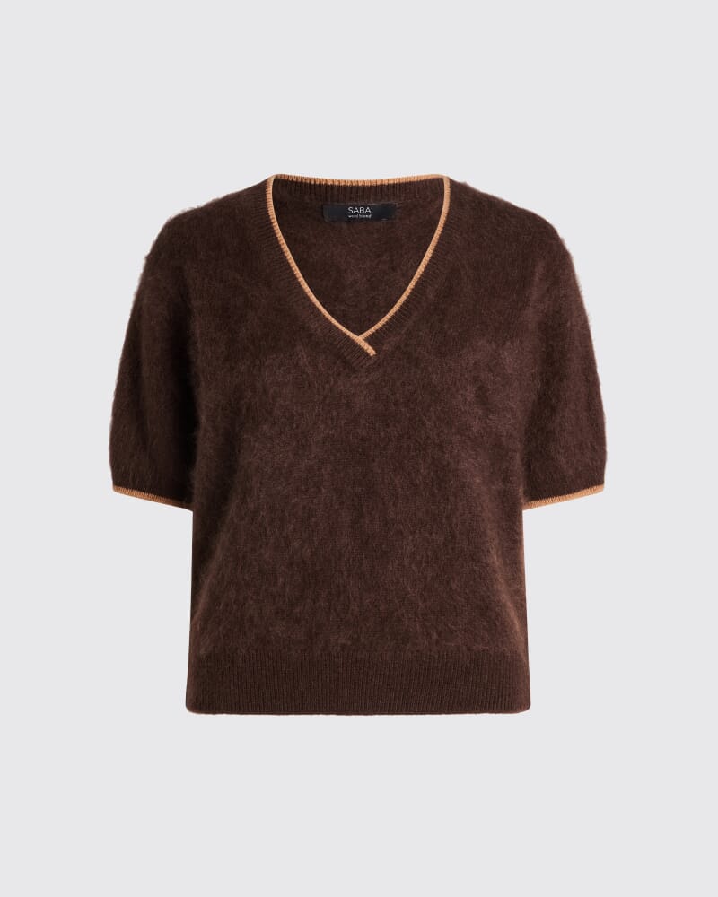 Wynter Wool Cashmere V Neck Knit in CHOCOLATE
