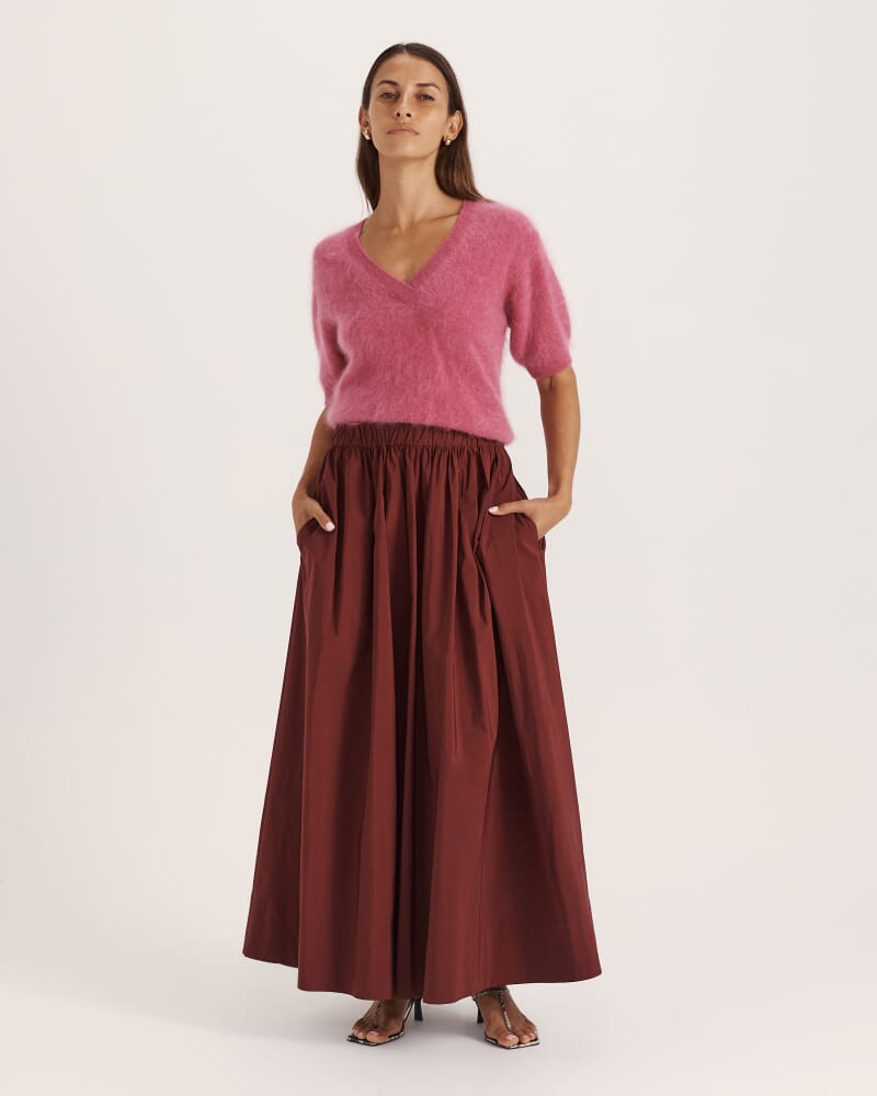 Wynter Wool Cashmere V Neck Knit in ROSE