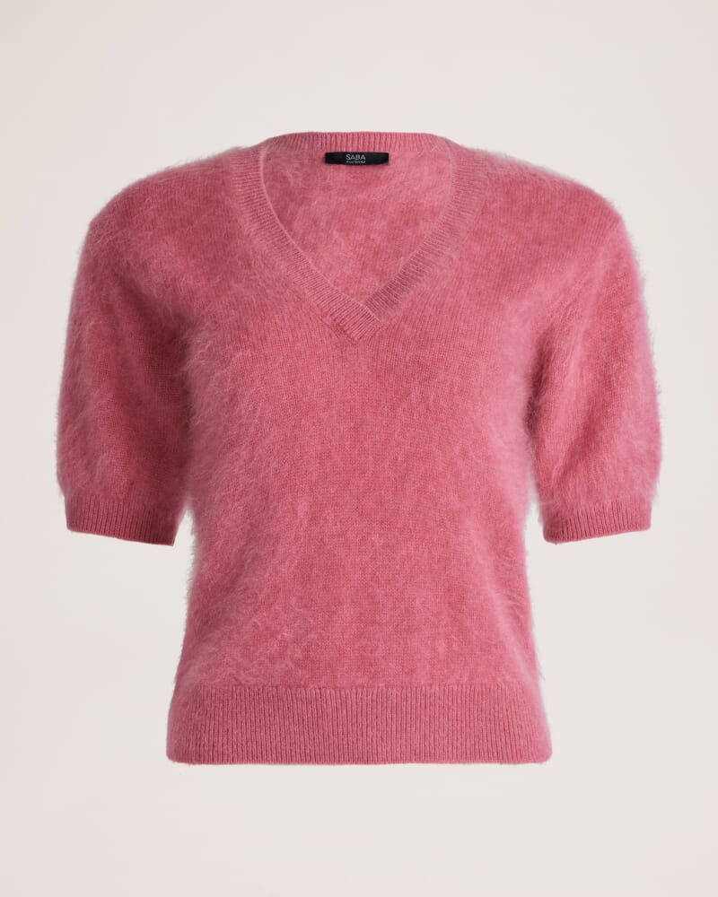 Wynter Wool Cashmere V Neck Knit in ROSE