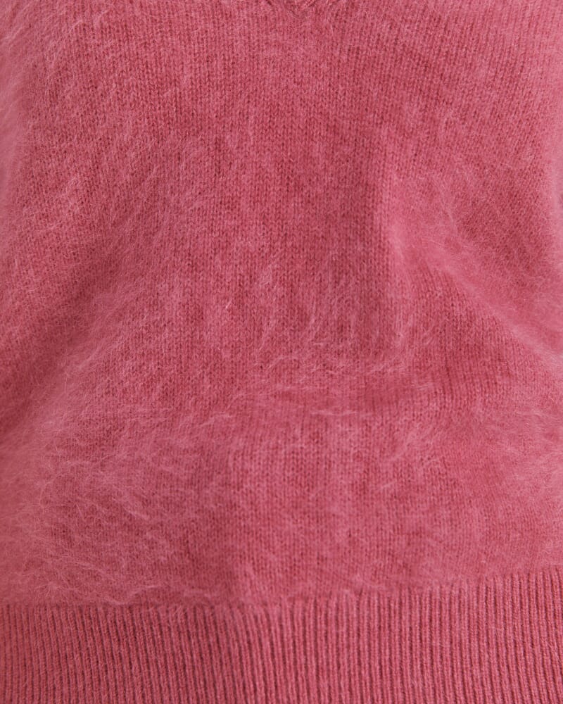 Wynter Wool Cashmere V Neck Knit in ROSE