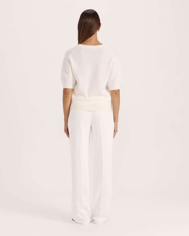 Wynter Wool Cashmere V Neck Knit in VANILLA