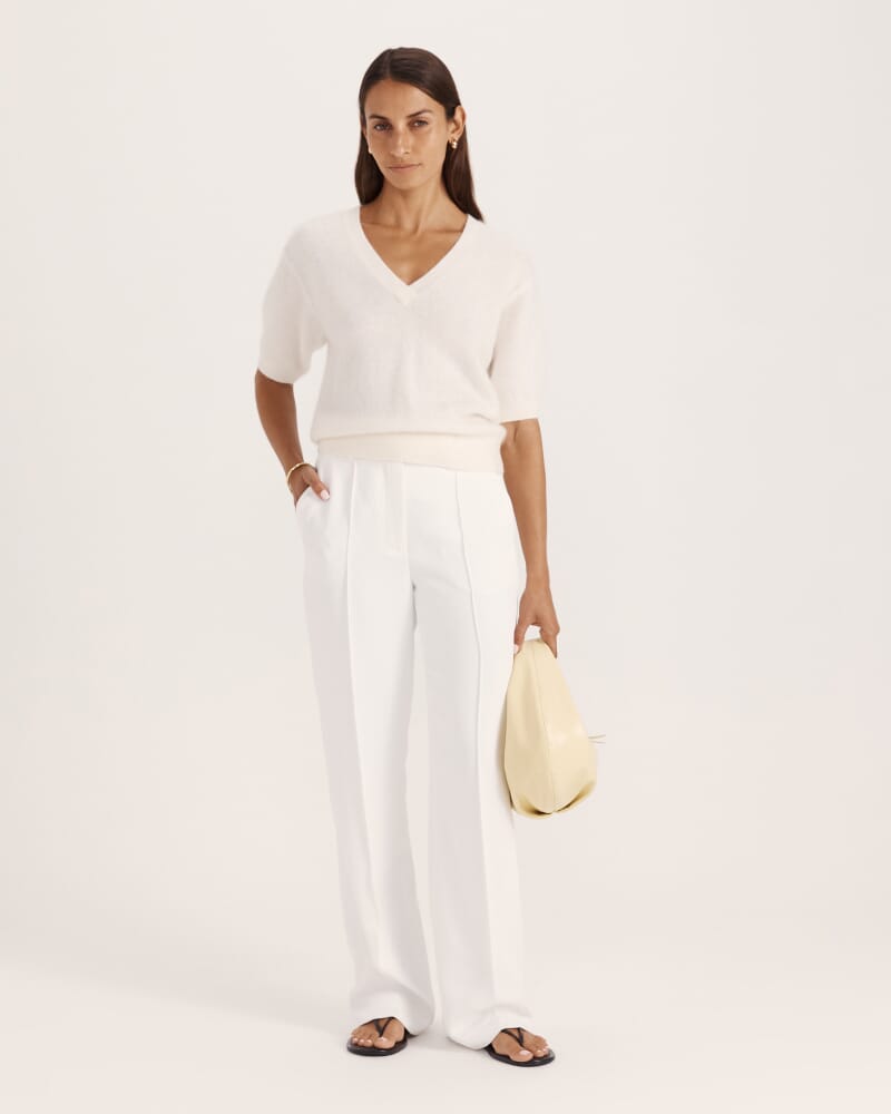 Wynter Wool Cashmere V Neck Knit in VANILLA