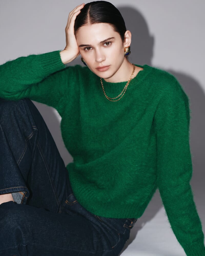 Wynter Wool Cashmere Sweater in EMERALD