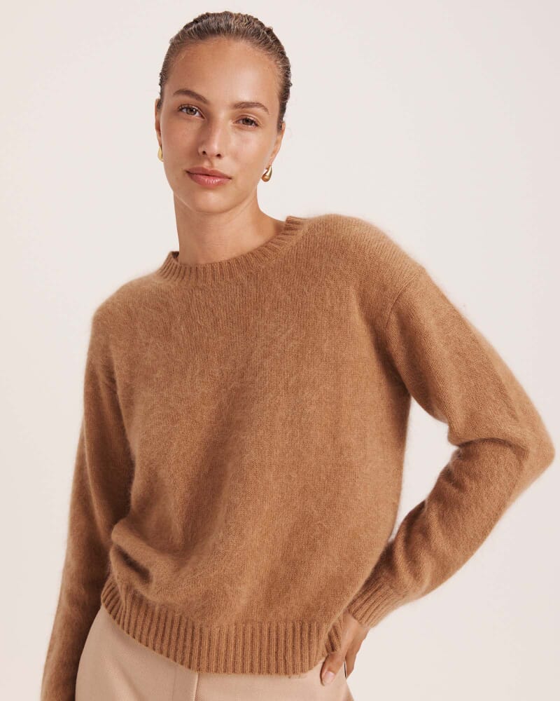 Wynter Wool Cashmere Sweater in WALNUT