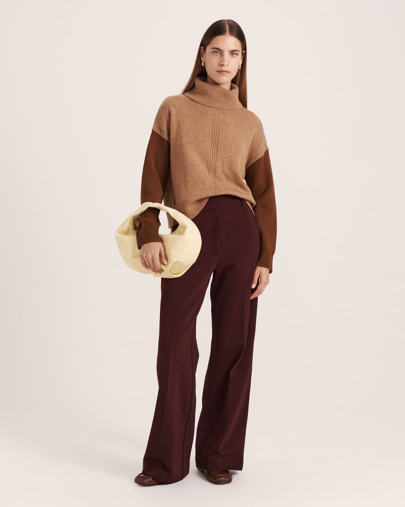 Claudia Wool Colour Block Knit in GINGER