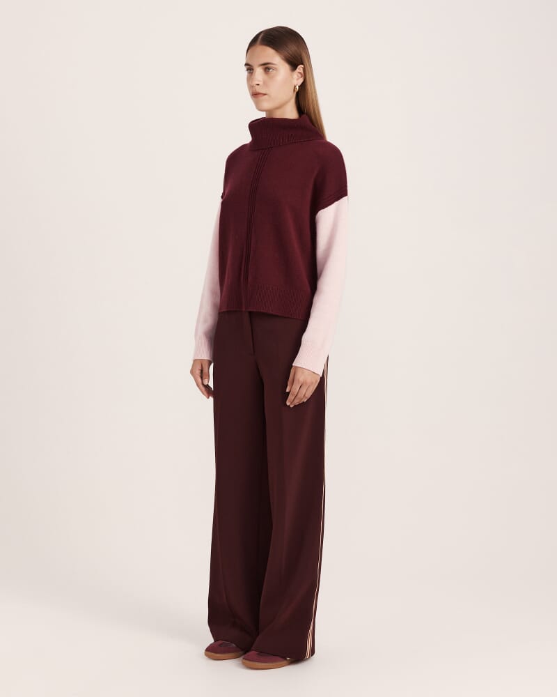 Claudia Wool Colour Block Knit in PLUM MULTI