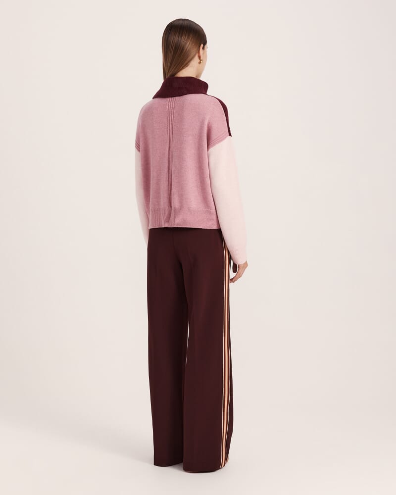 Claudia Wool Colour Block Knit in PLUM MULTI