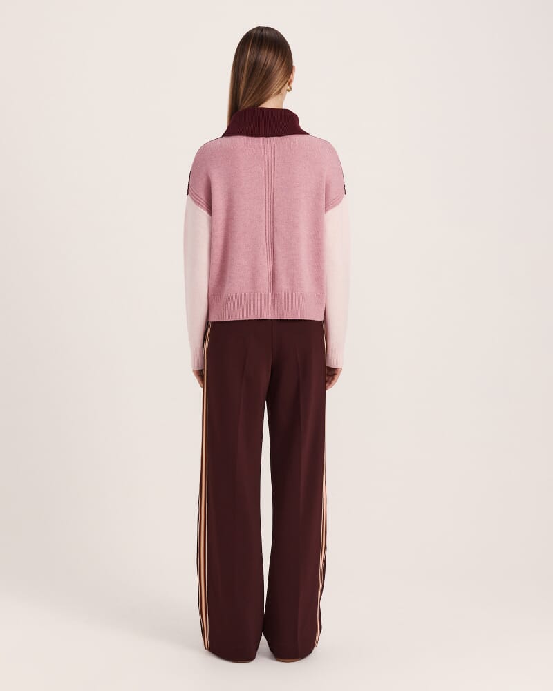 Claudia Wool Colour Block Knit in PLUM MULTI