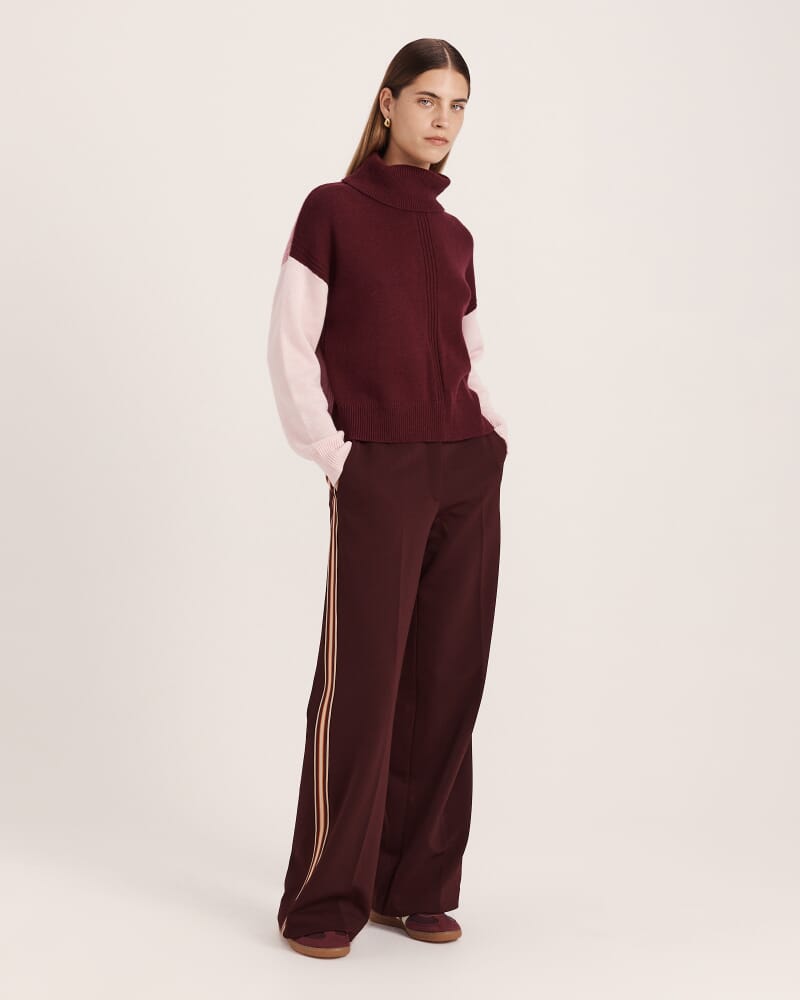 Claudia Wool Colour Block Knit in PLUM MULTI