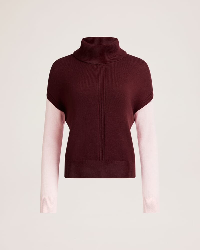 Claudia Wool Colour Block Knit in PLUM MULTI