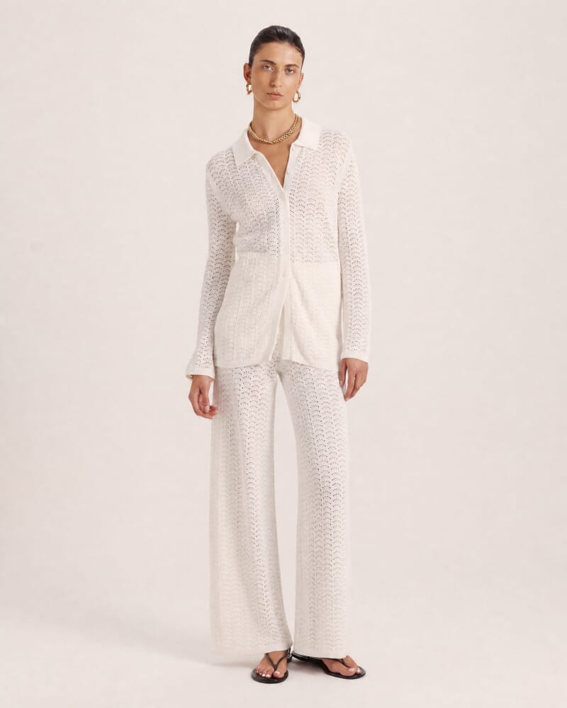Prue Cotton Crochet Shirt in MILK