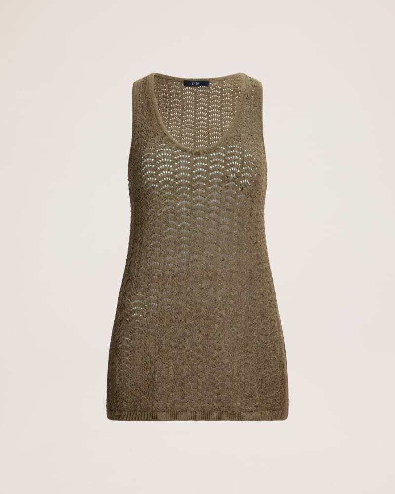 Prue Cotton Crochet Tank in KHAKI