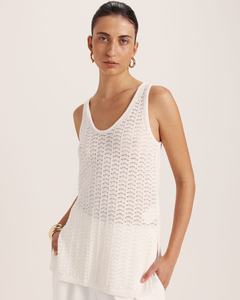 Prue Cotton Crochet Tank in MILK