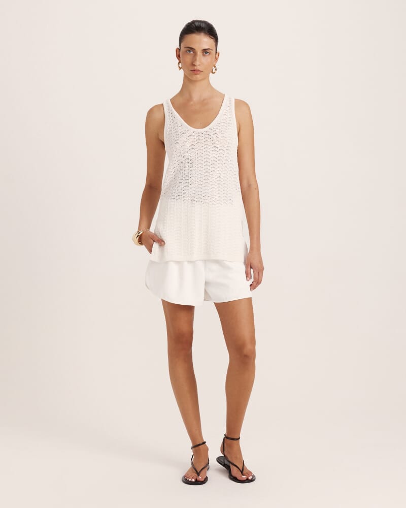 Prue Cotton Crochet Tank in MILK