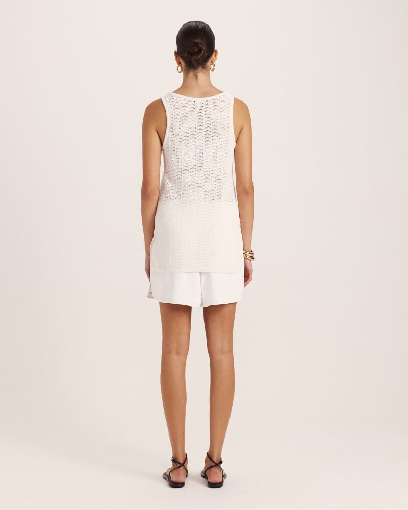 Prue Cotton Crochet Tank in MILK