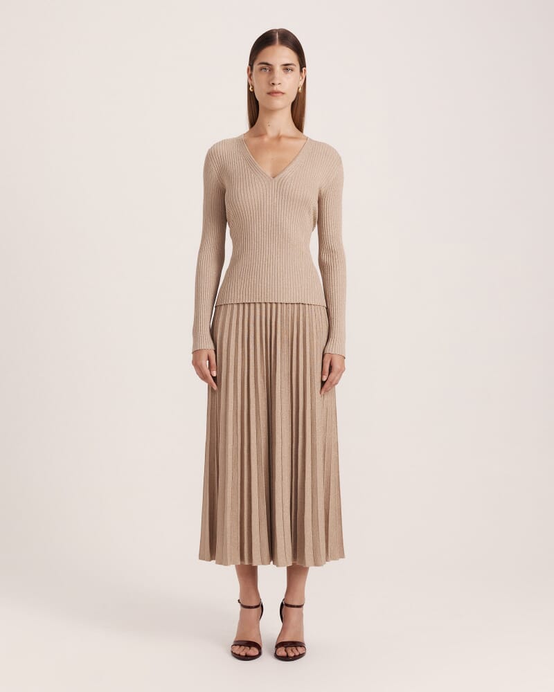 Mariya Sparkling Long Sleeve Top in GOLD