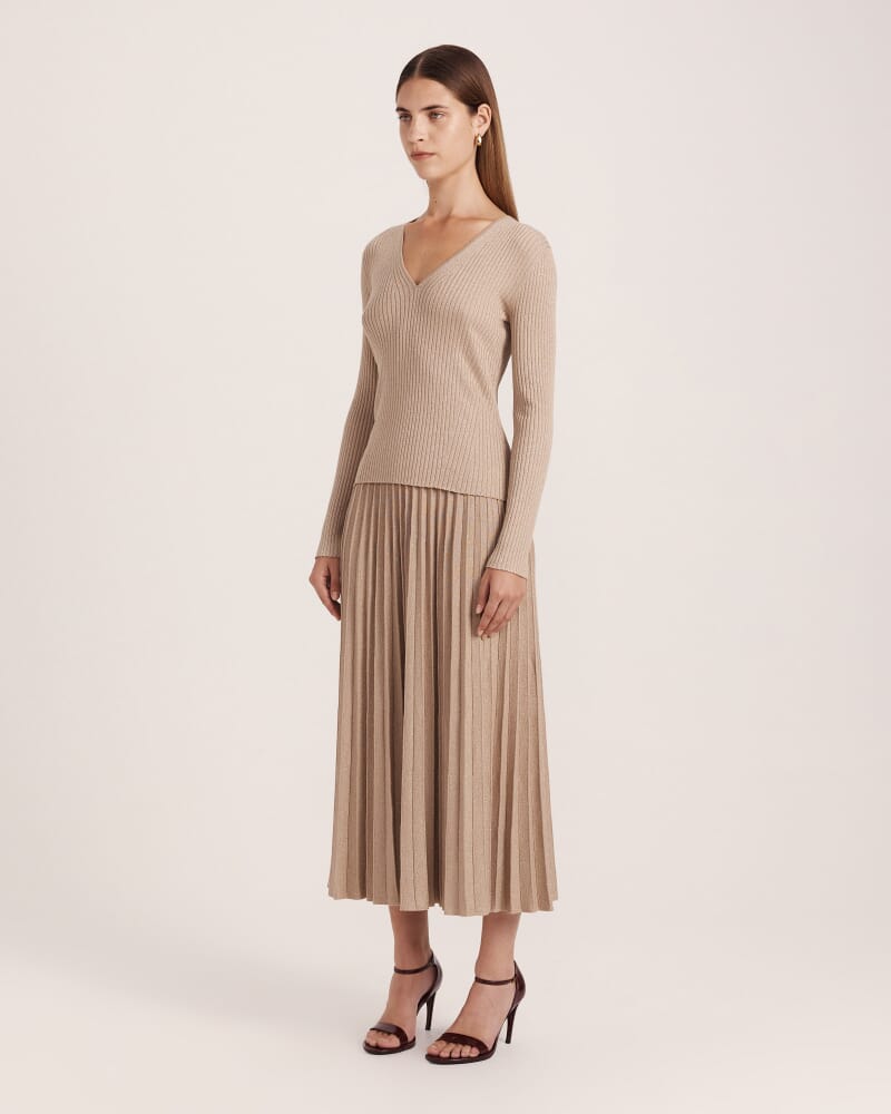 Mariya Sparkling Long Sleeve Top in GOLD